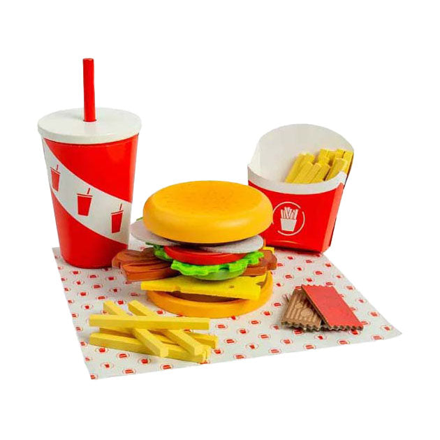 Ensemble burger et frites en bois Bigjigs, 48 ​​pièces.
