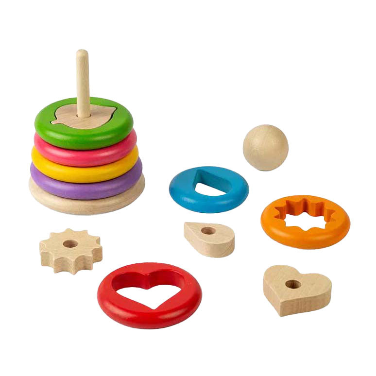 Empileur de formes secrètes en bois Bigjigs, 16 pcs.