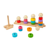 Jouets empilables familiaux arc-en-ciel en bois Bigjigs, 25 pièces.