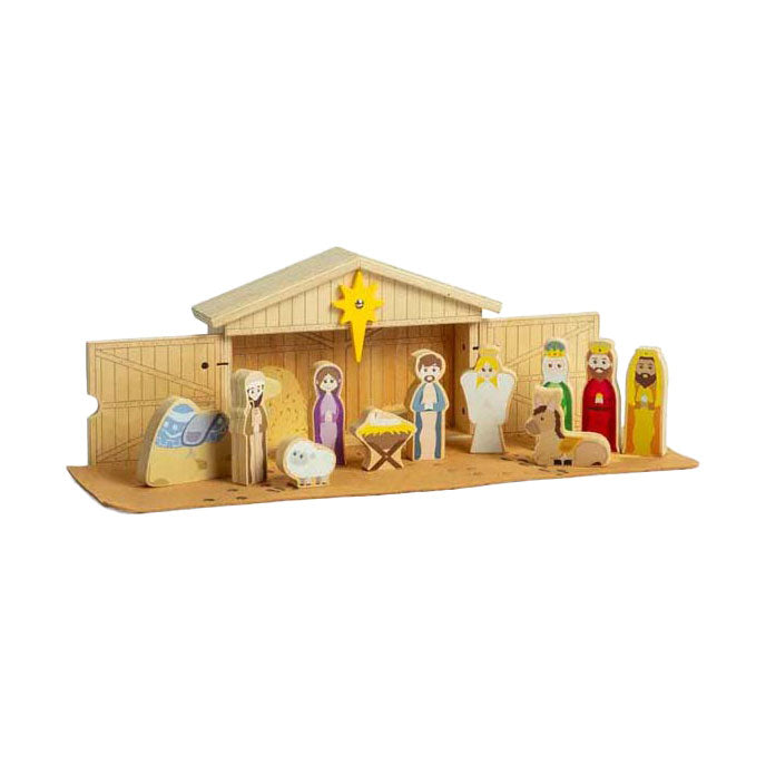 Crèche en bois Bigjigs, 13 pièces.