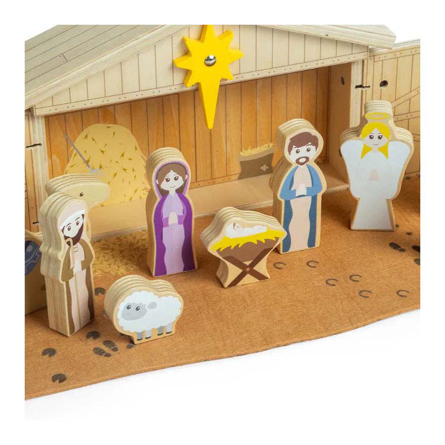 Crèche en bois Bigjigs, 13 pièces.