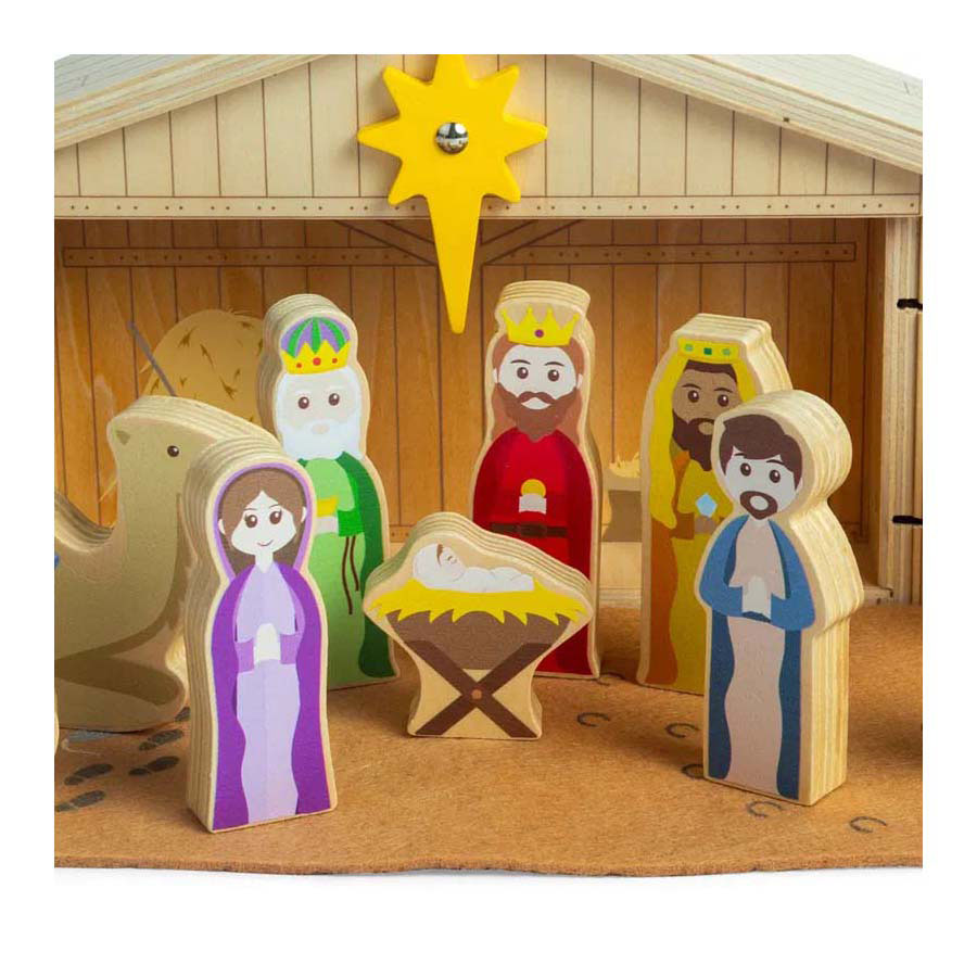 Crèche en bois Bigjigs, 13 pièces.