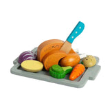 Ensemble de jeu de dîner rôti en bois Bigjigs, 12 pièces.