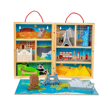 Ensemble de jeu de voyage en bois Bigjigs, 10 pièces.