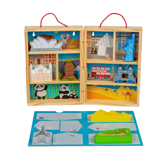 Ensemble de jeu de voyage en bois Bigjigs, 10 pièces.