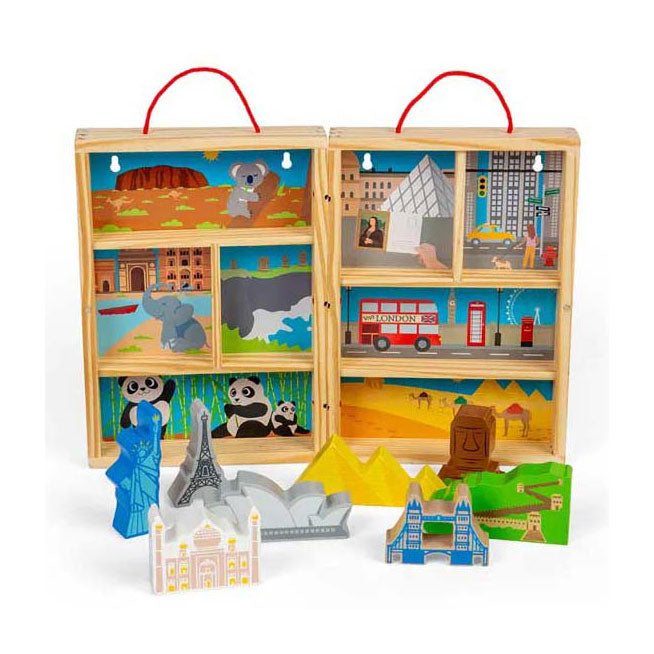 Ensemble de jeu de voyage en bois Bigjigs, 10 pièces.