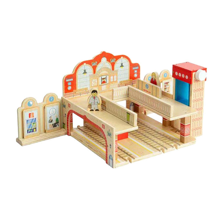 Bigjigs - Ensemble de jeu en bois pour la grande gare centrale