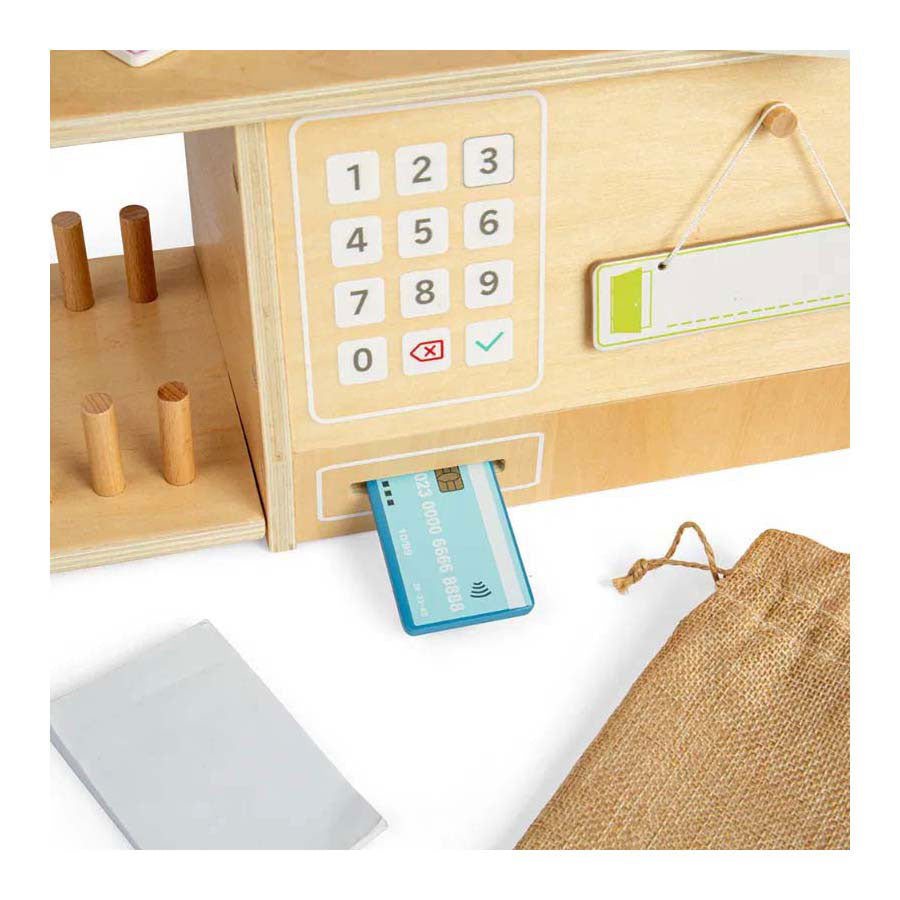 Ensemble de jeu de bureau de poste en bois Bigjigs, 19 pièces.