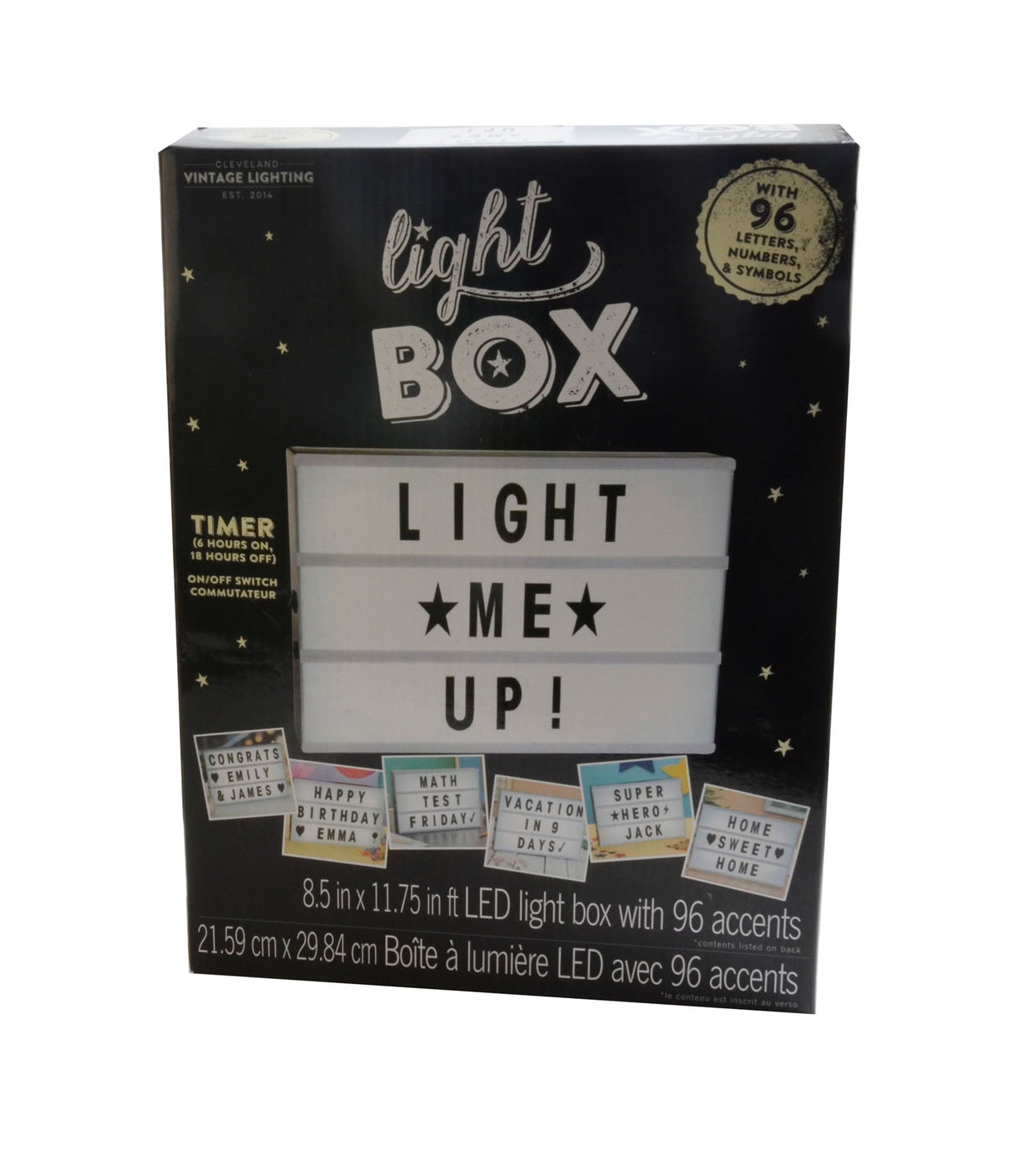 Darice • boîte lumineuse chiffres lettres symboles a4 96 pièces
