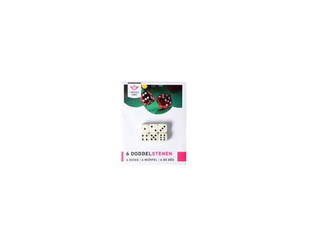 Dés Longfield 6 pièces – blanc – 16 mm – emballés sur carte – jeu de dés pour jeux de société et accessoires de jeu – cœur d'ange