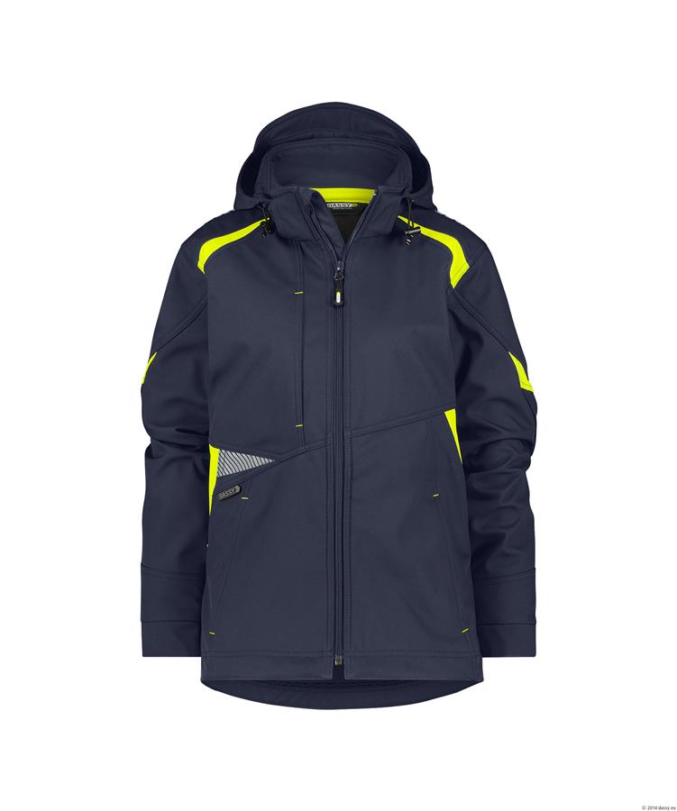 Dassy softshell kalama femme polyester bleu nuit jaune fluo s