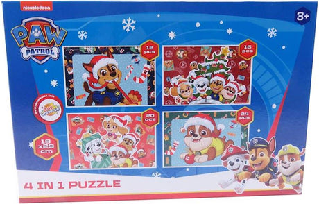 Paw Patrol Puzzle 4 en 1 Noël - 12 à 24 pièces