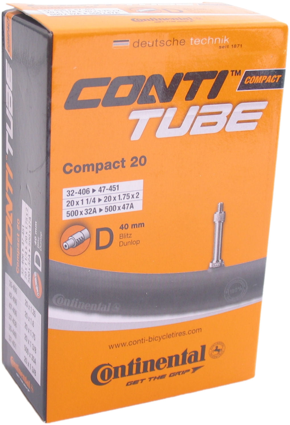 Continental Inner Tube DV7 Compact 20 tommer 32 47406-451 DV 40 mm