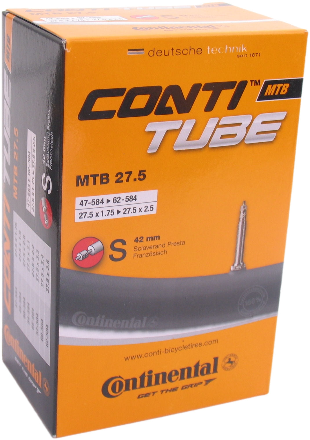 Continental Inner Tube SV21 SV 42 mm 27,5 tommer 47 62-584 Boks