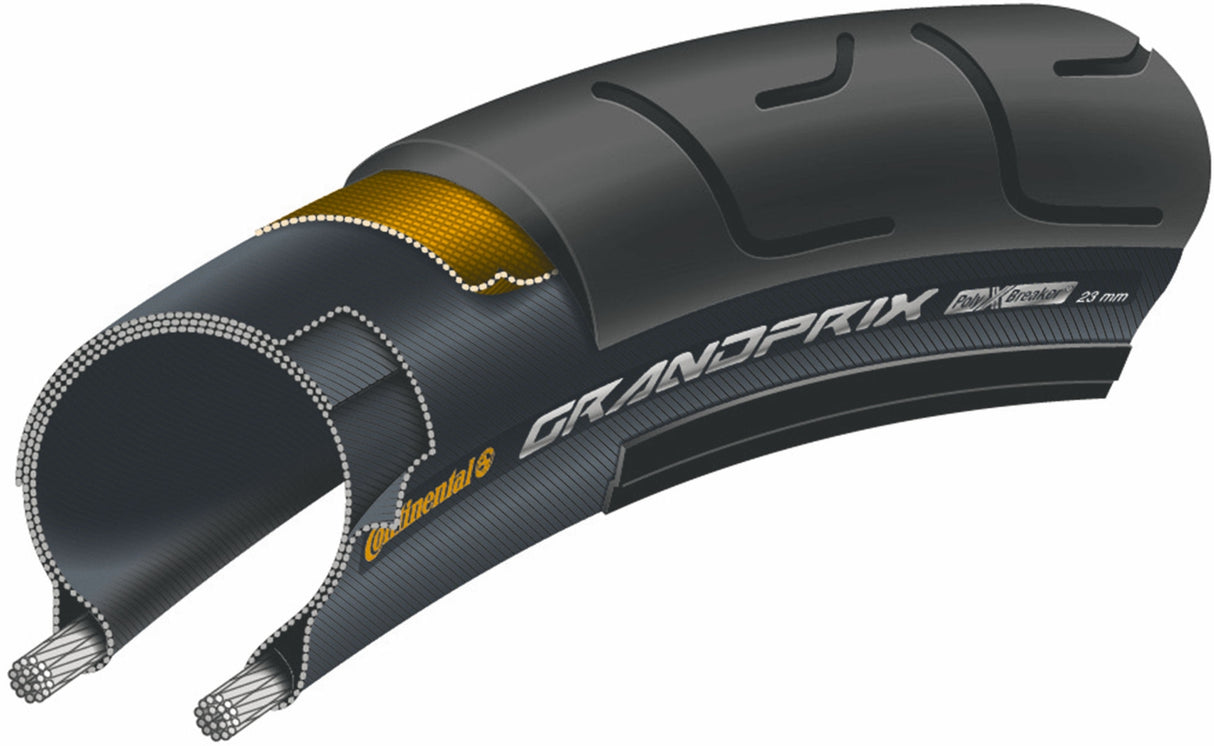 Continental Grand Prix - Racing Bike Band 700x23c - Banda de alambre - Negro