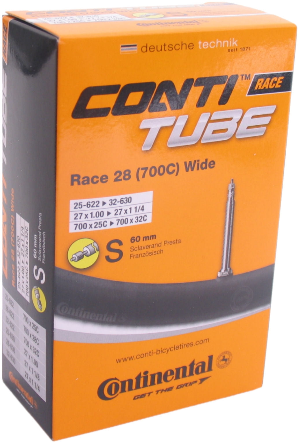 Continental Inner Tube 28-palčna dirka široka 25-622 32-630 SV 60 mm škatlo