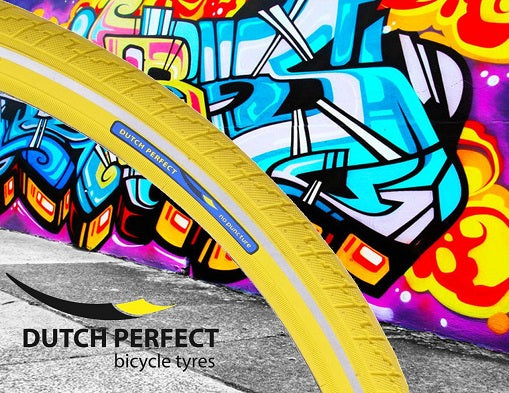 DutchPerfect Tire of Dutch Perfect 28 x 1,40 40-622 mm jaune anti-fuite avec réflexion