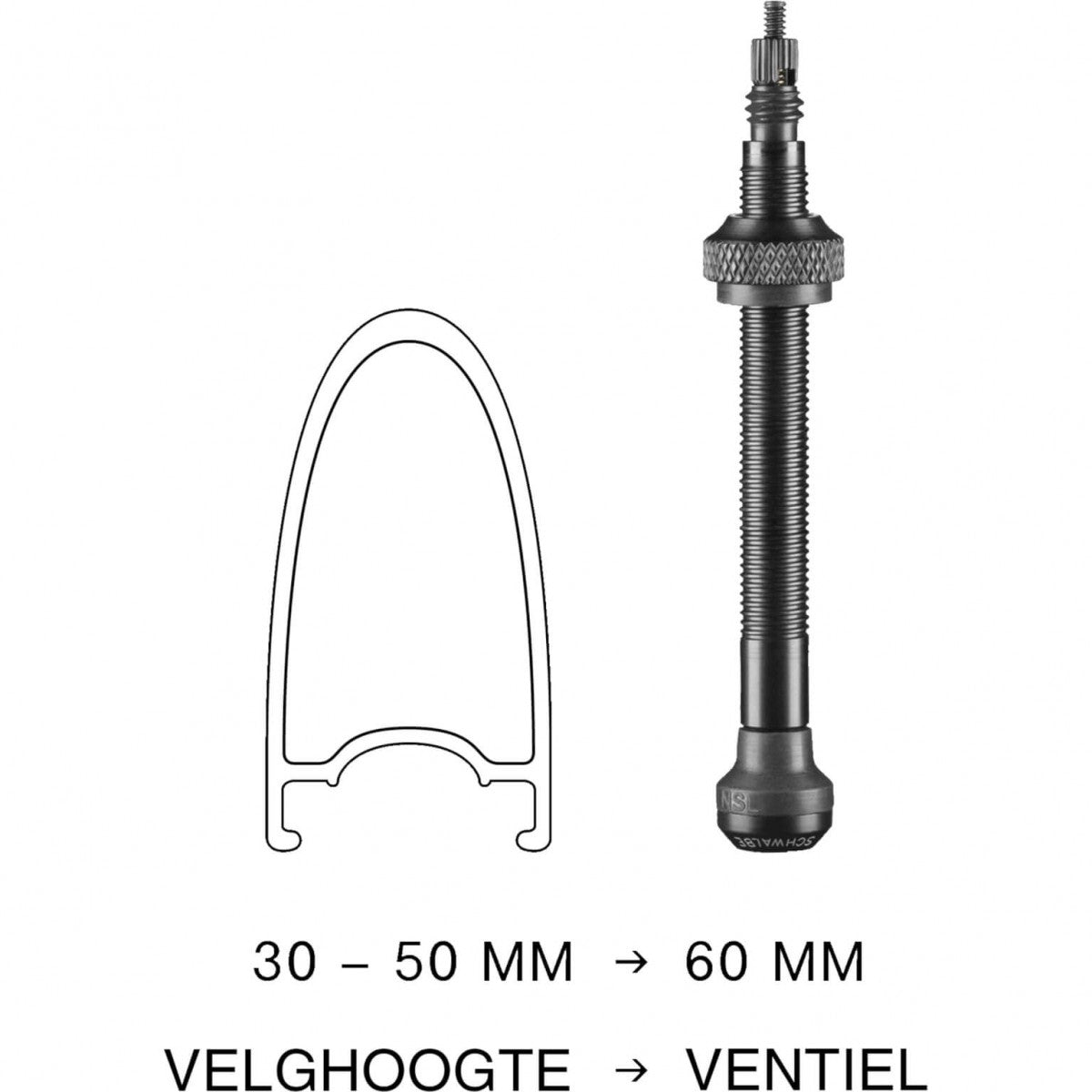 Rörlös ventil Schwalbe 60mm (2 bitar)