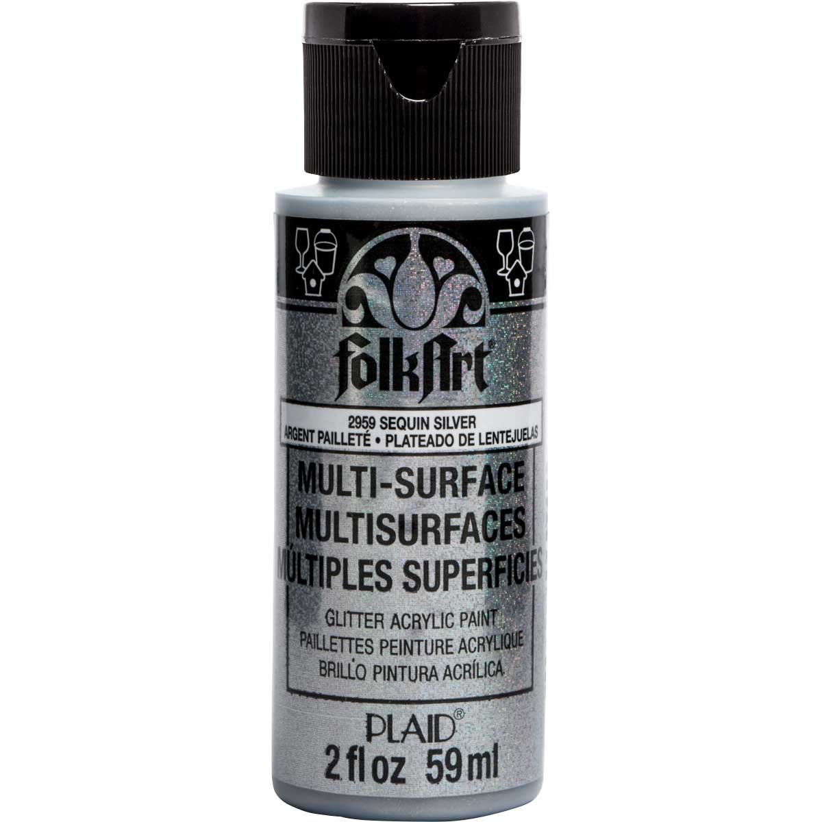 Folkart • paillettes multi-surfaces argent 59ml