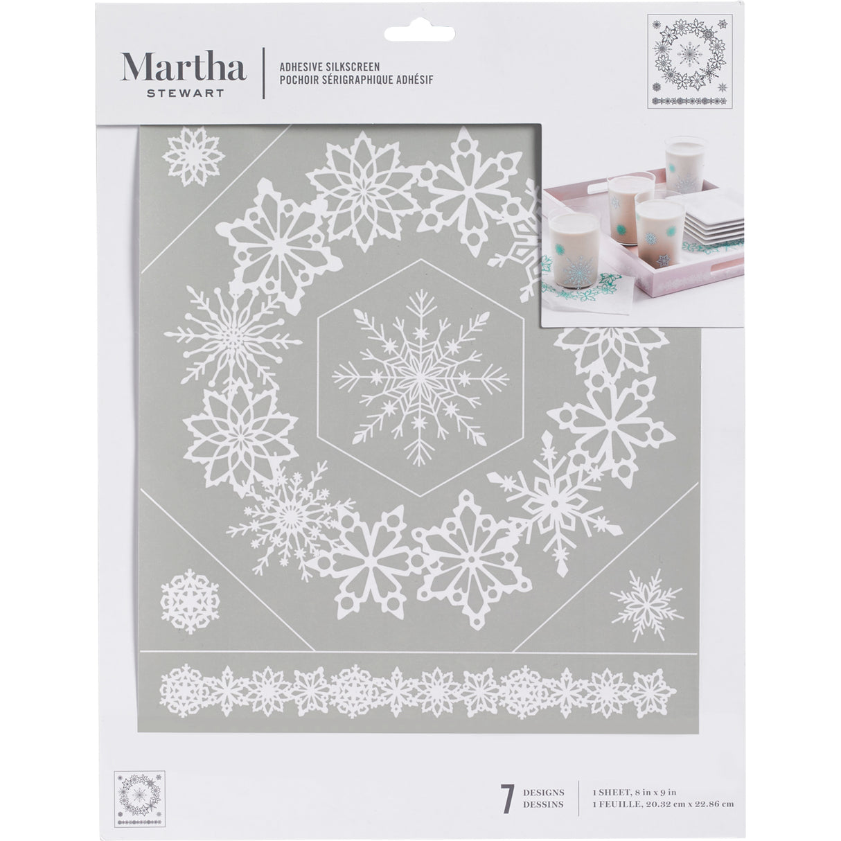 Martha Stewart • couronnes de flocons de neige sérigraphiées adhésives x1