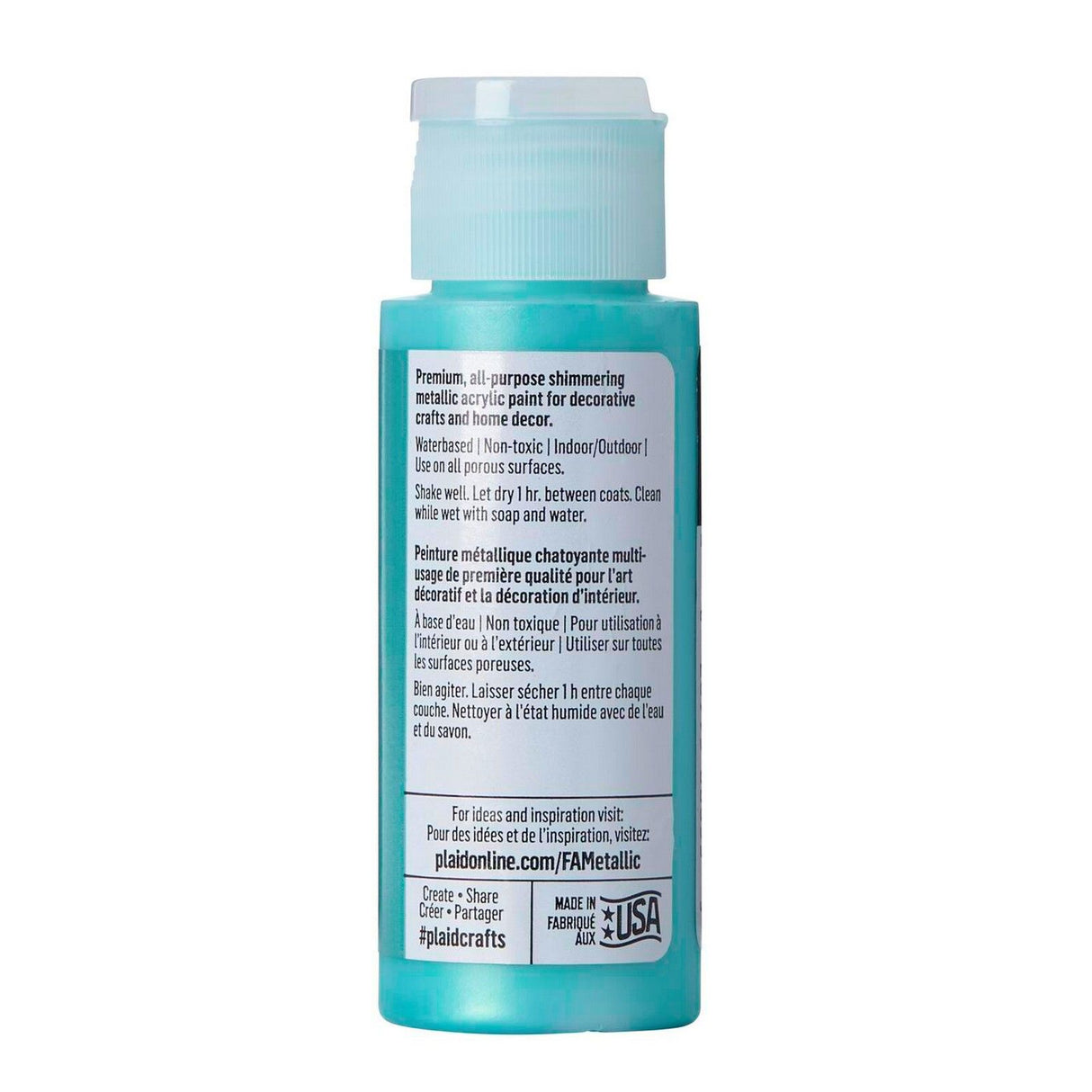 Folkart • peinture acrylique métallisée aigue-marine 59ml