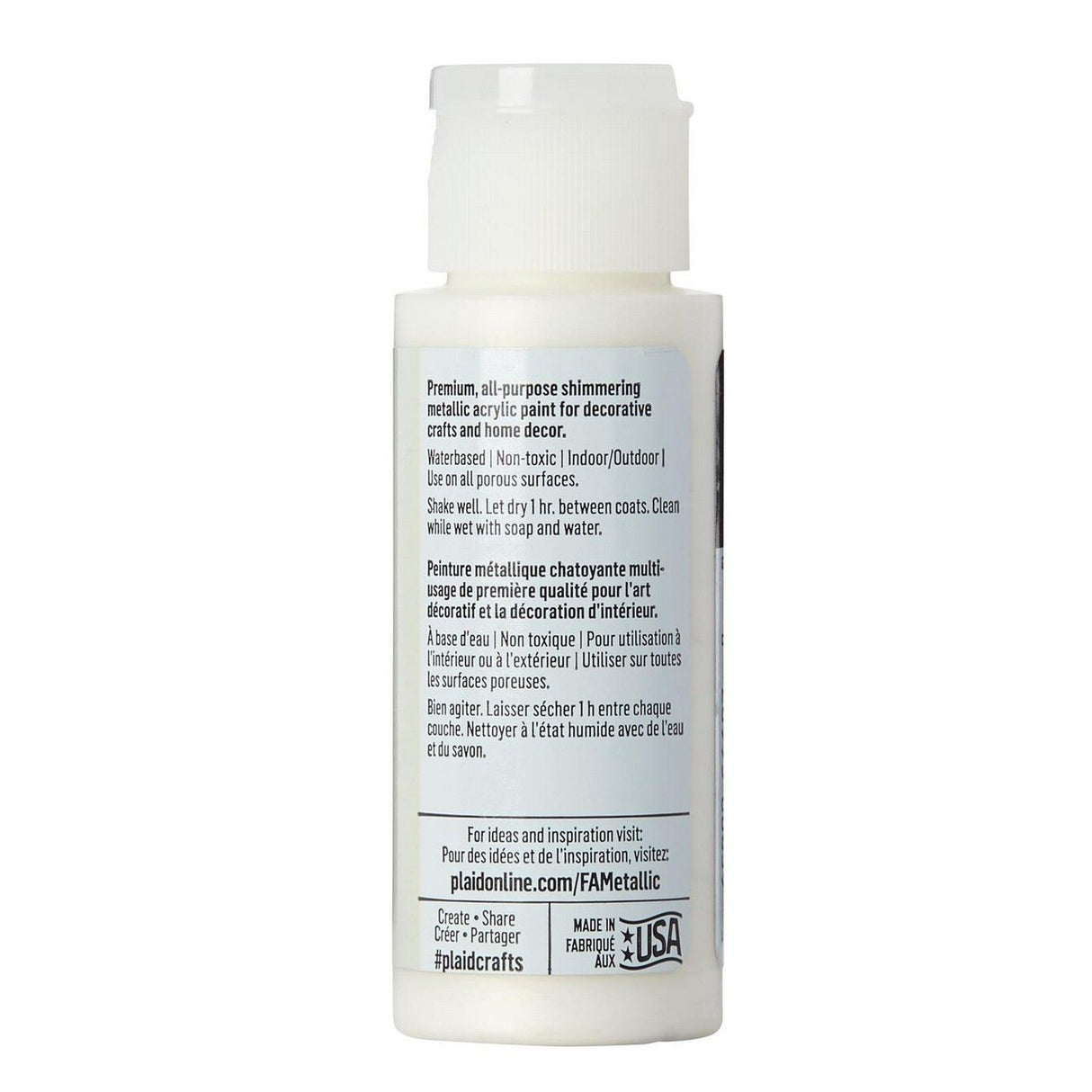 Folkart • peinture acrylique métallisée blanc nacré 59ml