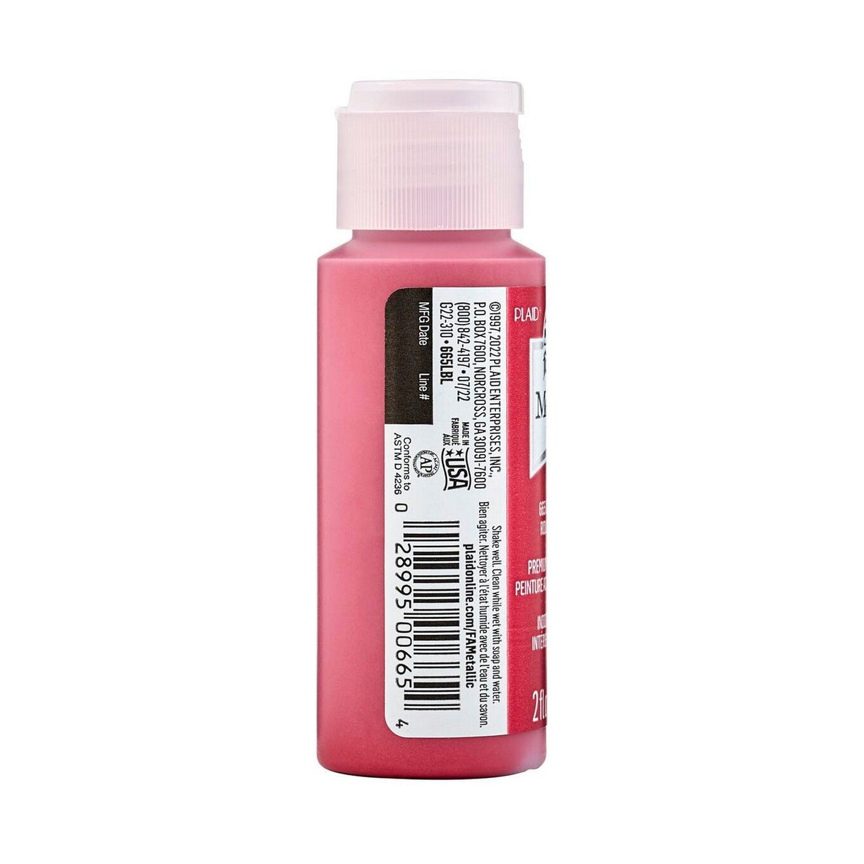 Folkart • peinture acrylique métallisée rouge grenat 59ml