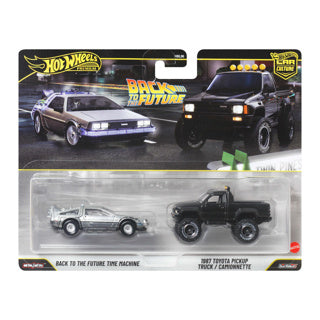 Hot Wheels Premium Car Culture ensemble de 2 - Retour vers le futur Machine à voyager dans le temps et camionnette Toyota 1987