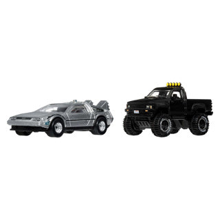Hot Wheels Premium Car Culture ensemble de 2 - Retour vers le futur Machine à voyager dans le temps et camionnette Toyota 1987