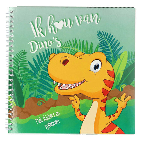 Mondikaart autocollant et modèle livre J'aime les dinosaures