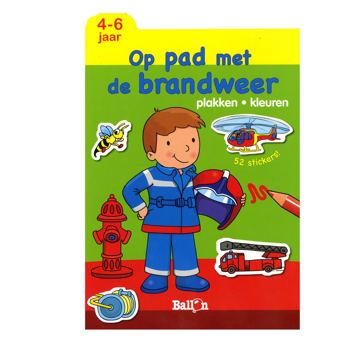 Standaard Uitgeverij Plakken en Kleuren Op pad met de Brandweer, 4-6 jaar