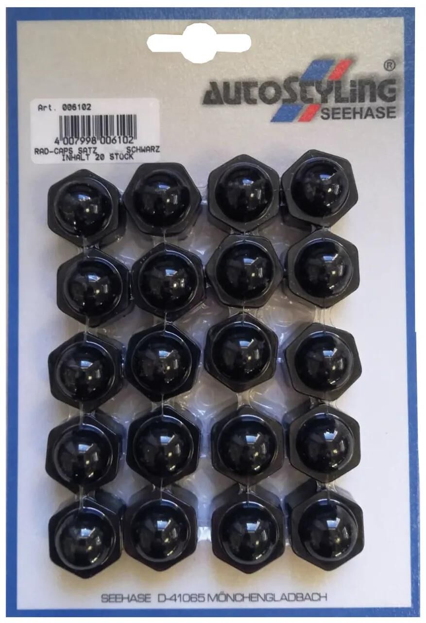 Autostyling seehase seehase capuchon d'écrou de roue rad-caps rad-caps 19 mm sb noir 05