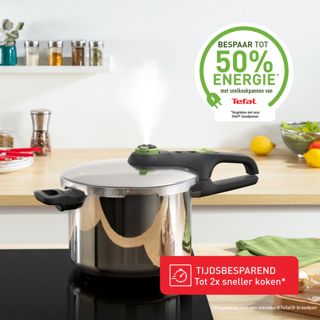 Tefal tefal p25807 secure 5 trendy snelkookpan 6 liter met stoommand