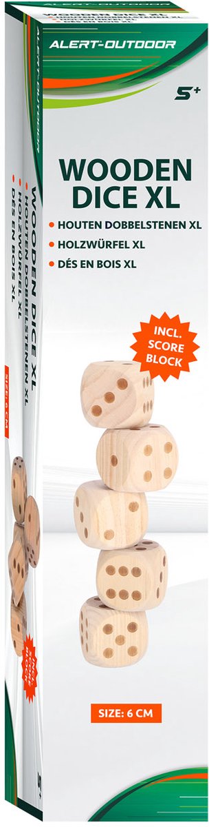 Alerte jeu de dés extérieur xl bois complet avec bloc de score | 2 pièces