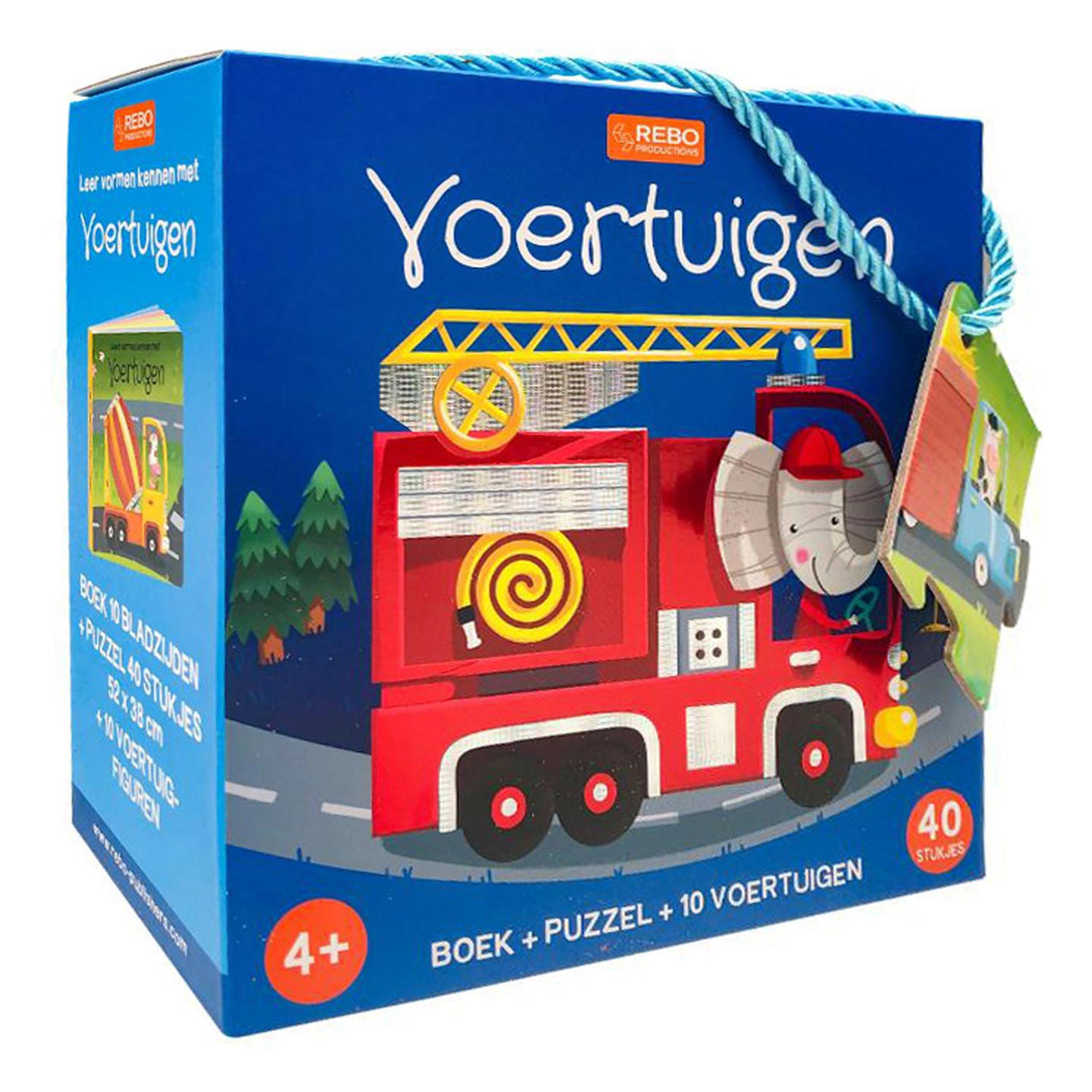 Rebo Publishers Book, Puzzle + 10 Figures - Køretøjer