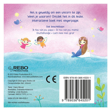 Rebo éditeurs licorne - livre de marionnettes à doigt