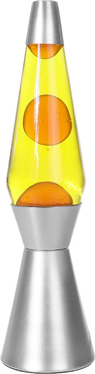 Lampe à lave I-total - lampe à lave - lampe d'ambiance - 40x11 cm - verre aluminium - 30w - jaune avec lave orange - gris argent - xl1786