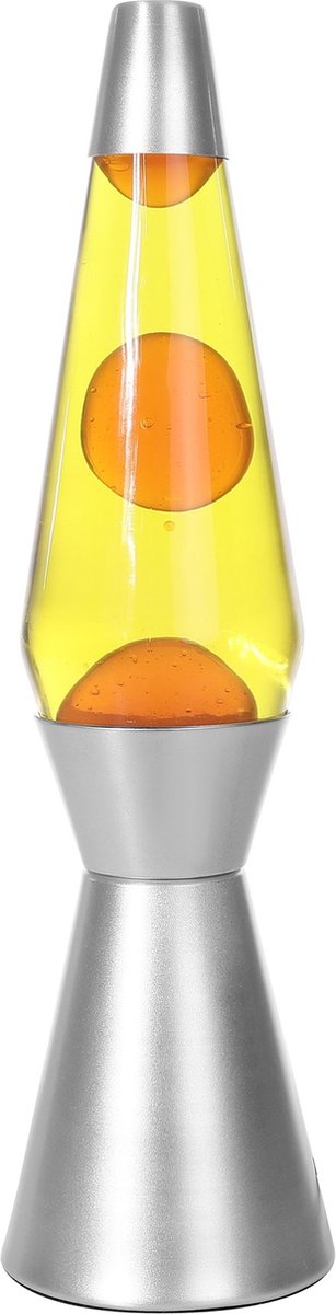 Lampe à lave I-total - lampe à lave - lampe d'ambiance - 40x11 cm - verre aluminium - 30w - jaune avec lave orange - gris argent - xl1786