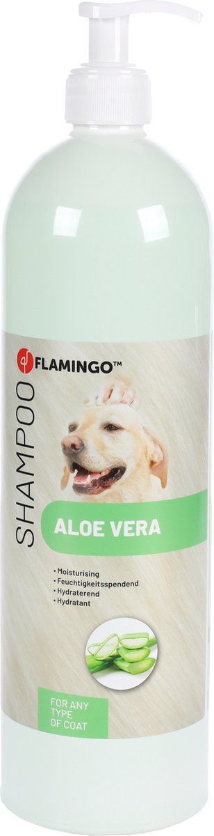 Shampoing pour chien Flamingo à l'aloe vera – 1l – shampoing hydratant pour chaque type de pelage – soin nourrissant pour chien –