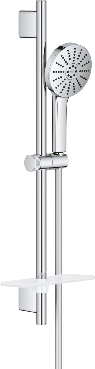 Grohe vitalio joy+ 120 set de douche avec barre de douche - avec pomme de douche, flexible de douche, porte-savon - 3 types de jets - aqua booster - économie d'eau (7l min) - chrome
