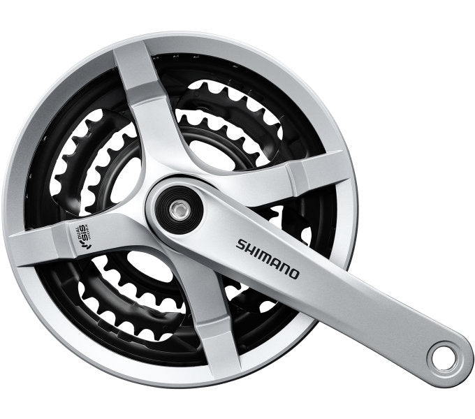 Shimano CrankSet 6 7 8 Speed ​​Tourney FC-TY501 med 170 mm vevarm 48 x 38 x 28T med kedjeskärmsilver