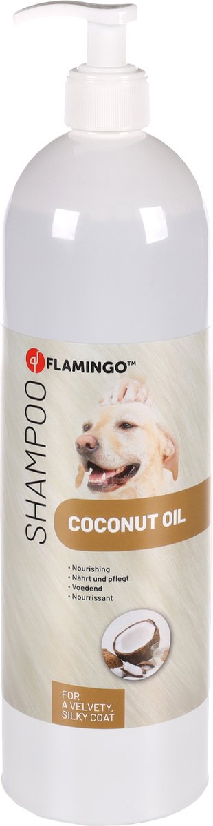 Shampoing pour chien Flamingo noix de coco – 1l – shampoing hydratant à l'huile de coco – soin nourrissant pour chien –