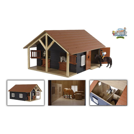 Écurie pour enfants globe avec 2 boxes et débarras, 1:24