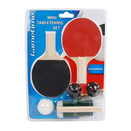 Gametime set de tennis de table mini 16 x 9 cm noir rouge 4 pièces