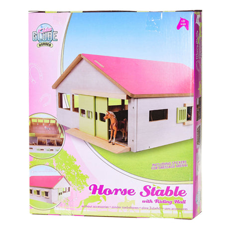 Écurie pour enfants globe avec 3 boxes + manège intérieur 1:32