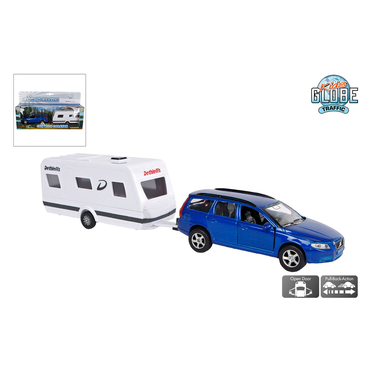 Kids Globe Volvo V70 avec caravane Dethleffs