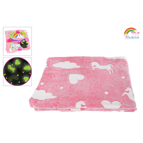 Couverture licorne phosphorescente, 100x150cm