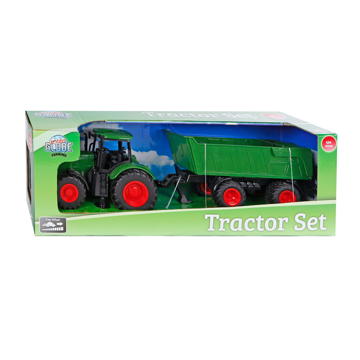 Globe Globe Tractor mit Trailer Green, 41 cm