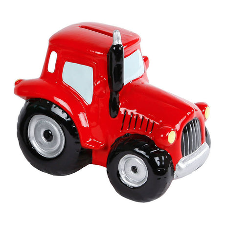Tirelire globe pour enfants, poterie, tracteur vert