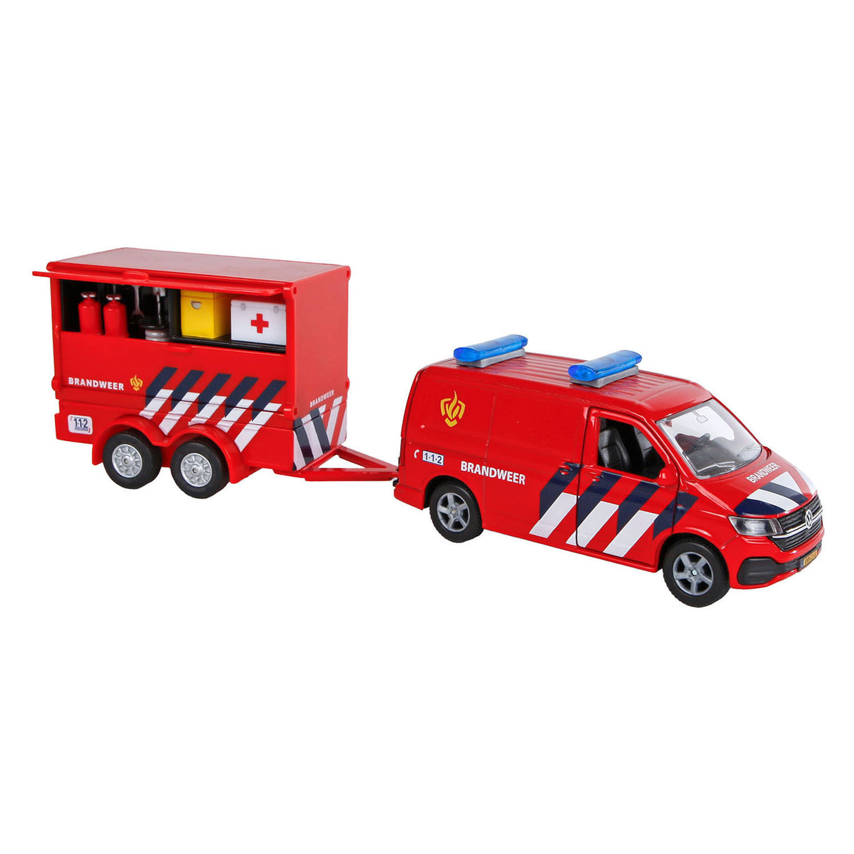 Brigade de pompiers du transporteur Kids Globe Globe VW avec remorque